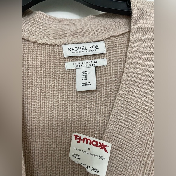 NWT Rachel Zoe Women's Tan Extra Fine Merino Wool Sweater Vest - Size M - Picture 11 of 16